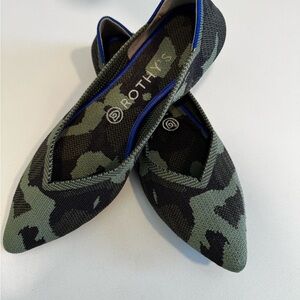 Rothy's The Pointe Green and Black Patterned Flats